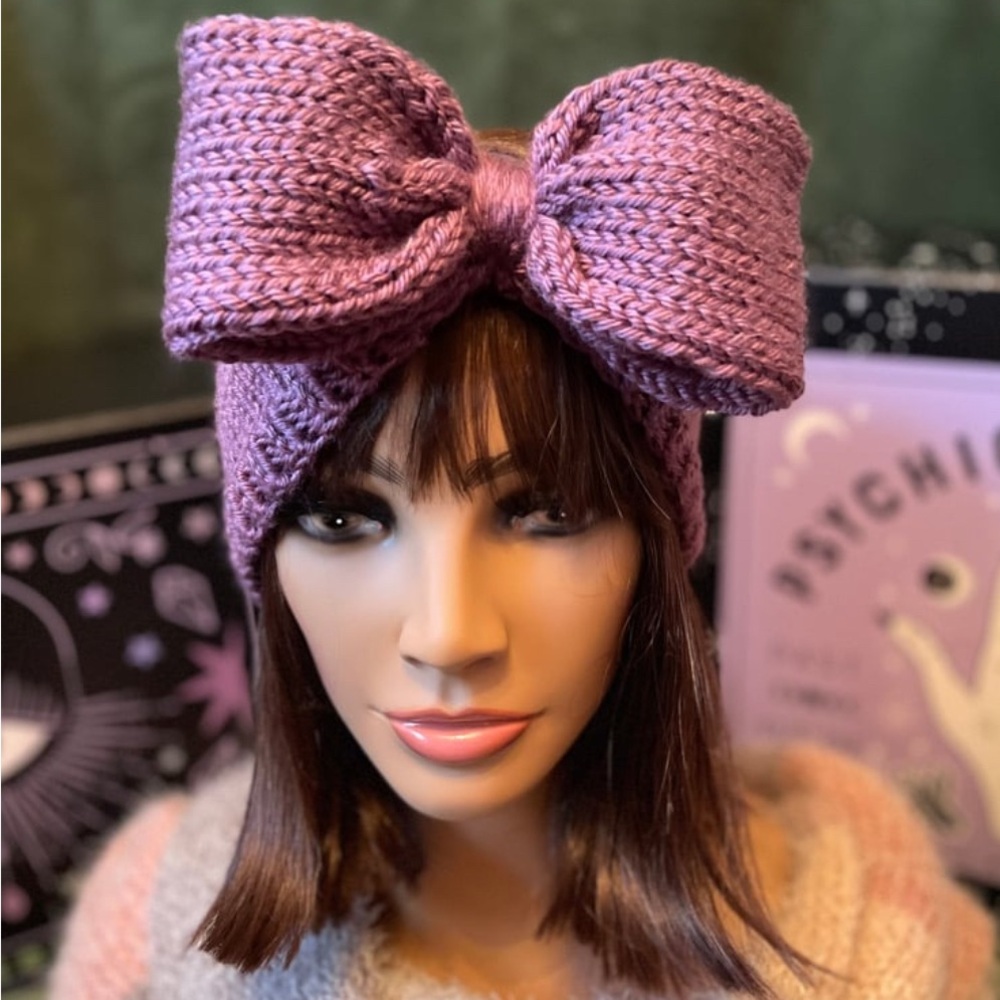 "Bow Down to Cozy" Purple Ear Warmer